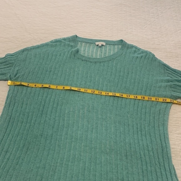 ARITZIA WILFRED linen blend lightweight sweater 3/4 sleeves aqua colour large - Picture 7 of 10